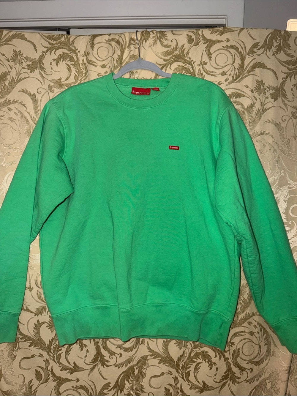 Supreme Green Crewneck with Red Box Logo
